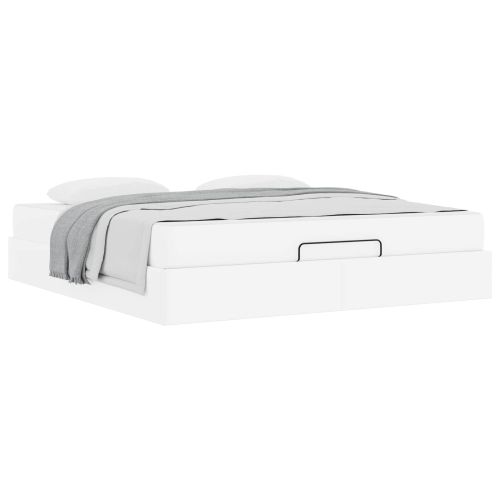 Рамка за легло с матрак с матрак 2 pcs Бяло ПВЦ