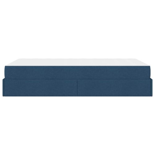 Рамка за легло с матрак с матрак 2 pcs Синьо текстил