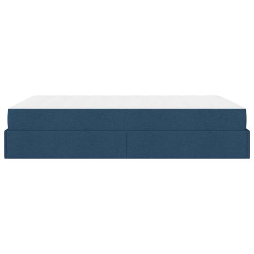 Рамка за легло с матрак с матрак 2 pcs Синьо текстил