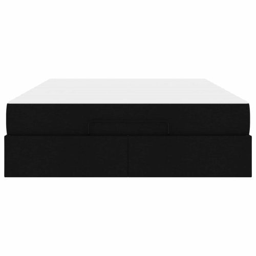 Рамка за легло с матрак с матрак 2 pcs Черно текстил