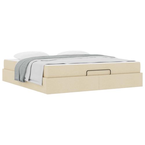 Рамка за легло с матрак с матрак 2 pcs Крем текстил