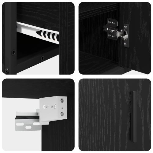 Комплект мебели за баня с врата 2 pcs Черен дъб Инженерно дърво