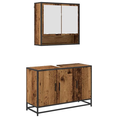 Комплект мебели за баня 2 pcs Старо дърво Инженерно дърво