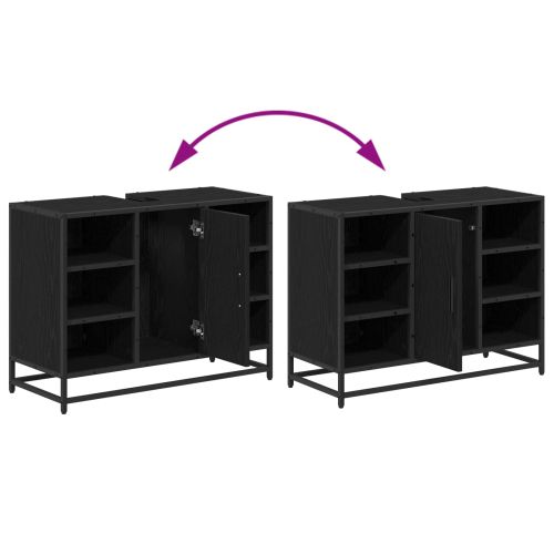 Комплект мебели за баня с рафт 3 pcs Черния дъб Инженерно дърво