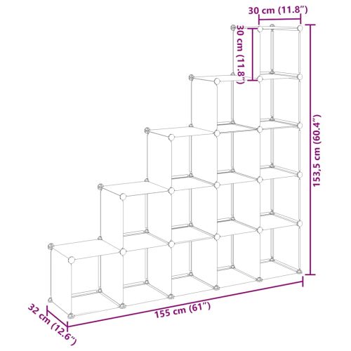 Органайзер с кубични отделения, 15 куба, черен, PP