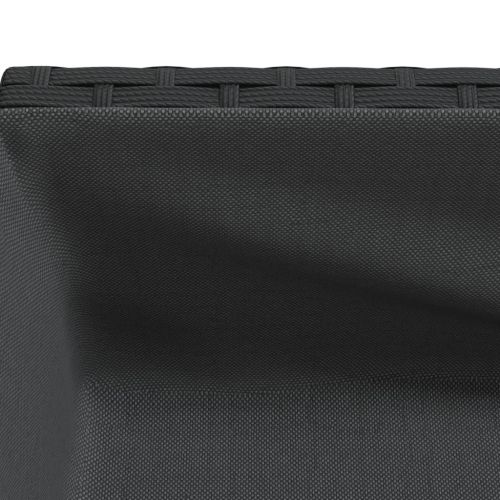 Градински плантер с рафт, черен, полиратан