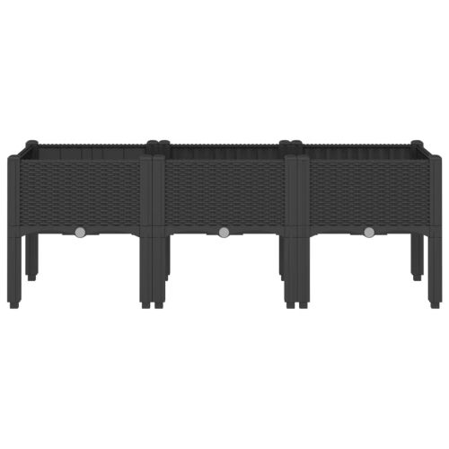 Градинска кашпа с крака, черна, 120x40x42 см, PP