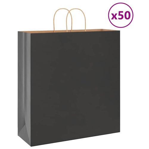Хартиени торбички 50 бр с дръжки черни 45x17x48 см