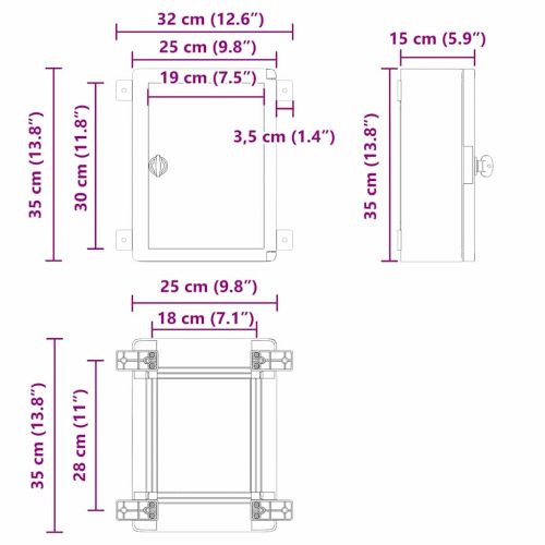 Контролен шкаф Сив 25 x 15 x 35 см ABS пластмаса