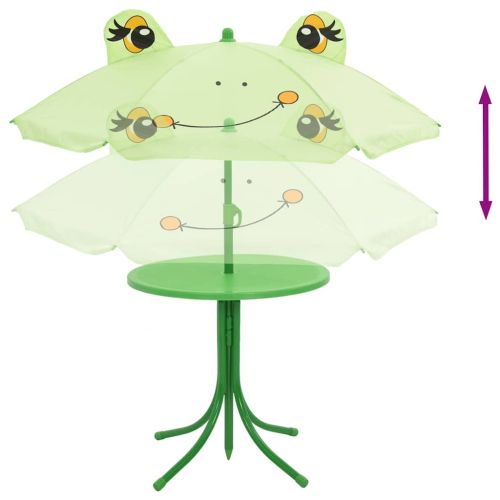 Детски градински бистро комплект от 3 части, с чадър, зелен
