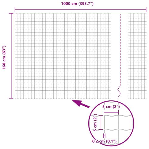 Европейска ограда Сив 1,6 x 10 m Желязо с PVC покритие