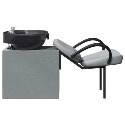 Шампоан стол Светлосив и черен 63 x 141 x 92 см текстил