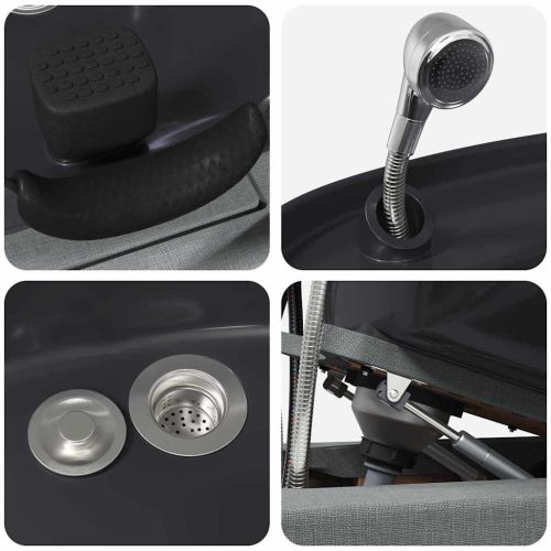 Шампоан стол Светлосив и черен 63 x 141 x 92 см текстил