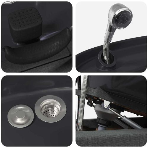 Шампоан стол Тъмен сив и черен 63 x 141 x 92 см текстил