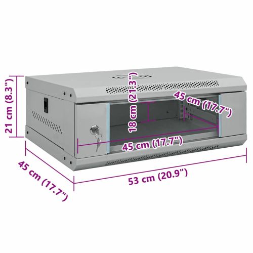 Мрежов кабинет със съхранение Сив 53 x 45 x 21 см Стомана