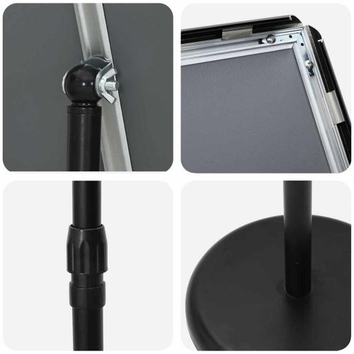 Стендове за търговски прояви Черно 25 x 25 x 125 см Алуминий