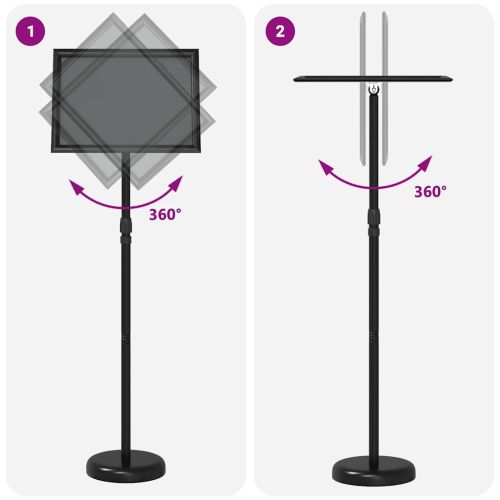 Стендове за търговски прояви Черно 25 x 25 x 125 см Алуминий