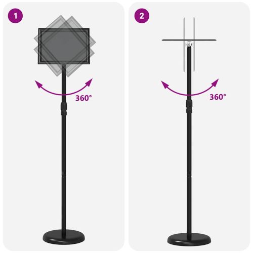Стендове за търговски прояви Черно 25 x 25 x 125 см Алуминий
