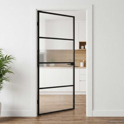 Врата за дом 93 x 201,5 x 3,5 см Алуминий и закалено стъкло