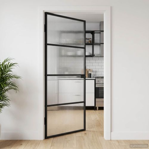 Врата за дом 102 x 201,5 x 3,5 см Алуминий и закалено стъкло