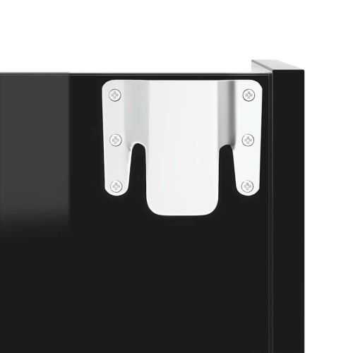 Стенен шкаф за обувки черен гланц 80x18x60 см инженерно дърво