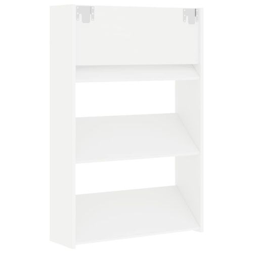 Стенен шкаф за обувки, бял, 60x18x90 см, ПДЧ