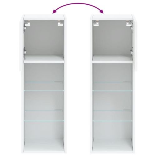 ТВ шкафове с LED осветление, 2 бр, бели, 30,5x30x90 см