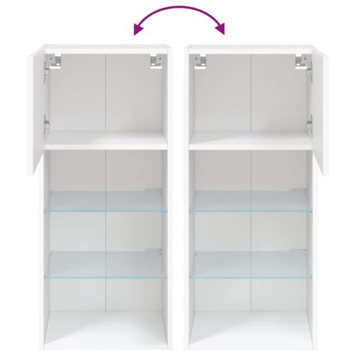 ТВ шкафове с LED осветление 2 бр бели 40,5x30x90 см