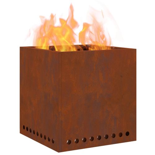 Бездимна камина Кафяво 48 x 48 x 50 см Патинираща стомана