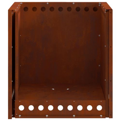 Бездимна камина Кафяво 48 x 48 x 50 см Патинираща стомана