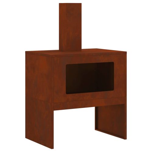 Огнище Кафяво 60 x 40 x 96 см Патинираща стомана