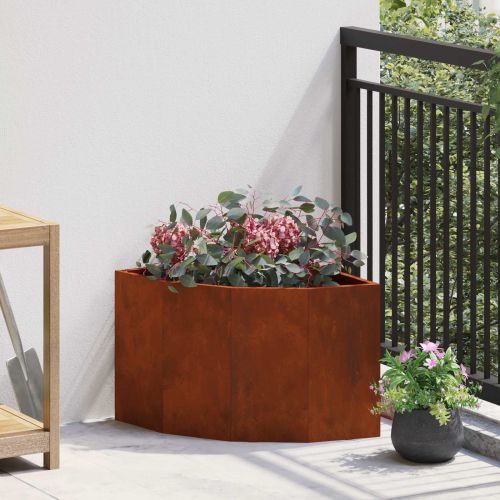 Ъглов сандък за цветя Ръждясало 45 x 45 x 35 cm