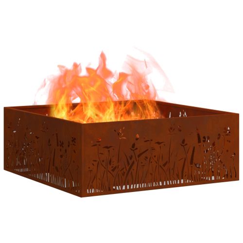 Огнище Кафяво 80 x 80 x 30 cm Патинираща стомана