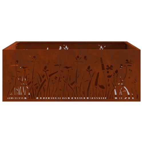 Огнище Кафяво 80 x 80 x 30 cm Патинираща стомана