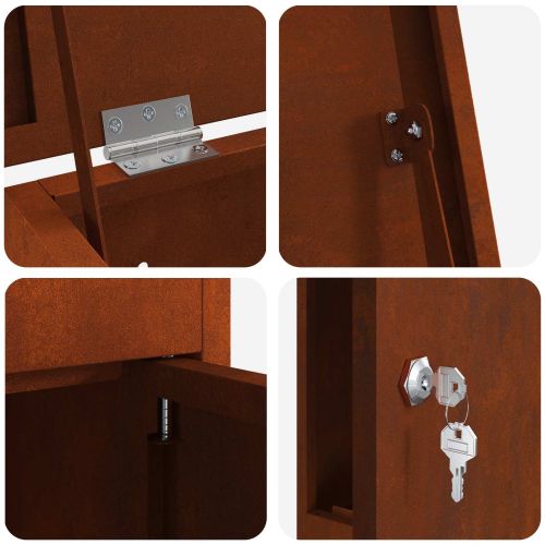 Пощенска кутия за пратки с врата Ръждясало 44,5 x 29 x 110,5 см