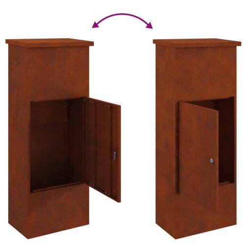 Пощенска кутия за пратки с врата Ръждясало 44,5 x 29 x 110,5 см