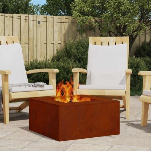 Огнище Кафяво 60 x 60 x 30 cm Патинираща стомана