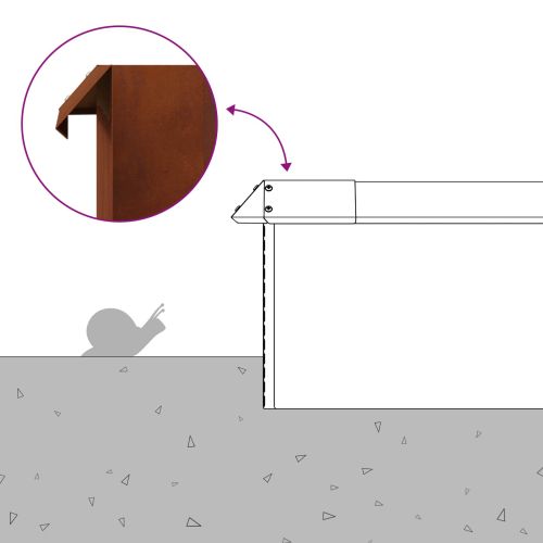 Оградка за охлюви Ръждясало 10 x 10 x 25 см Патинираща стомана