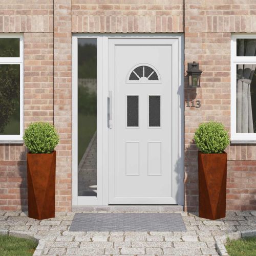 Кашпа 2 pcs Ръждясало 30 x 30 x 75 см Патинираща стомана