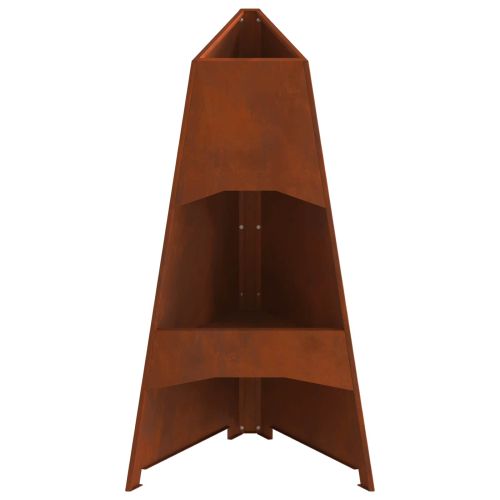 Огнище Кафяво 50 x 50 x 95 см Патинираща стомана