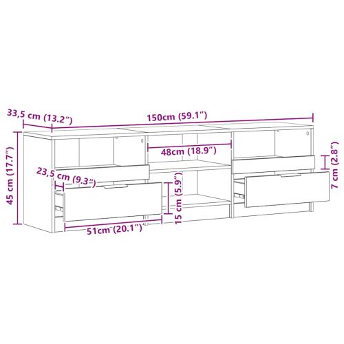 ТВ шкаф, дъб артизан, 150x33,5x45 см, инженерно дърво