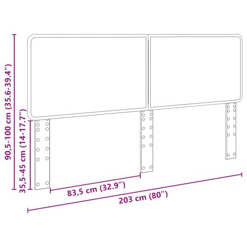 Облегалка за глава с таблото Сонома дъб 200 cm Инженерно дърво