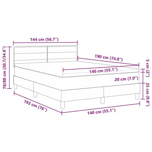 Легло с пружинирана основа с матрак Таупе 140 x 190 cm текстил