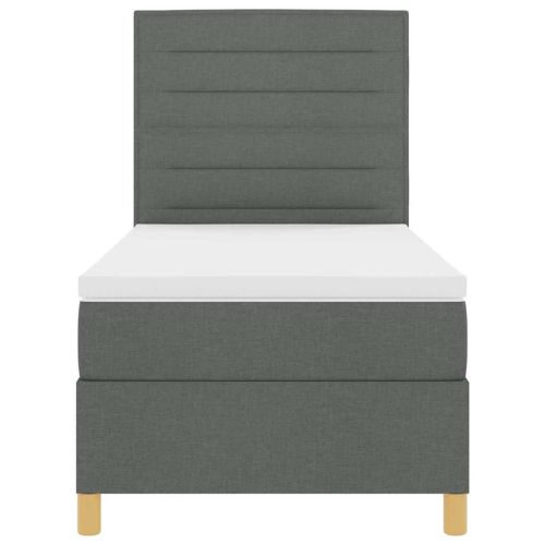 Легло с пружинирана основа Тъмен сив 80 x 200 cm текстил