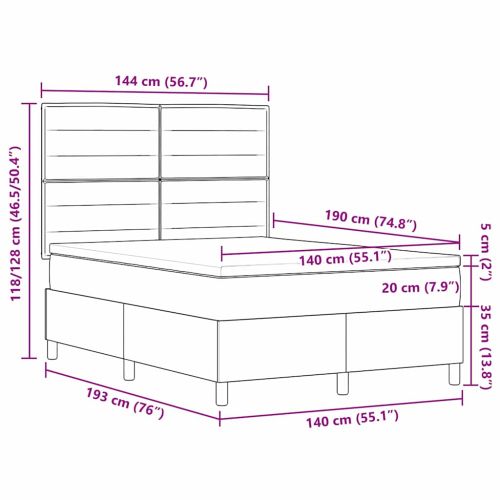 Легло с пружинирана основа Светлосиво 140 x 190 cm текстил