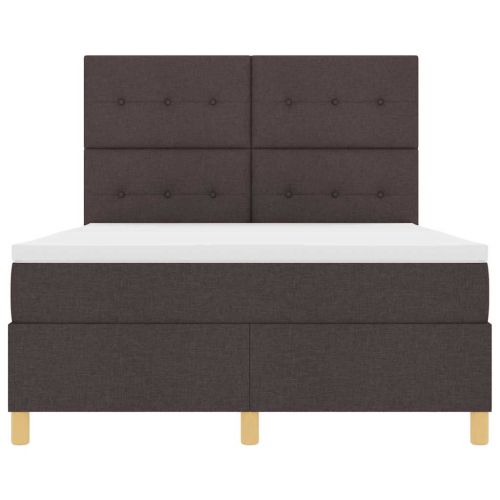 Легло с пружинирана основа Тъмен кафяв 140 x 200 cm текстил