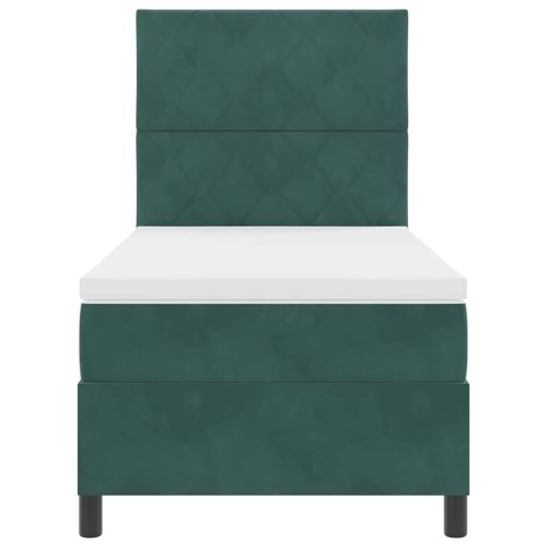 Легло с пружинирана основа Тъмен зелен 90 x 200 cm текстил
