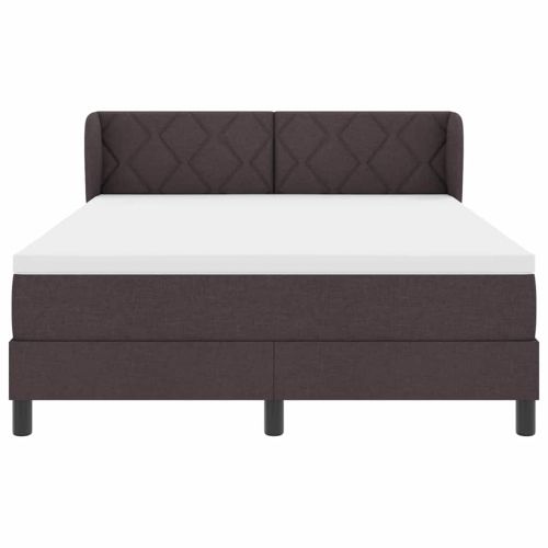 Легло с пружинирана основа Тъмен кафяв 160 x 200 cm текстил