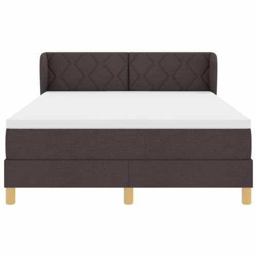 Легло с пружинирана основа Тъмен кафяв 160 x 200 cm текстил
