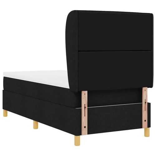 Кутия със спална основа и матрак Тъмен Сив 90x190 см Черно